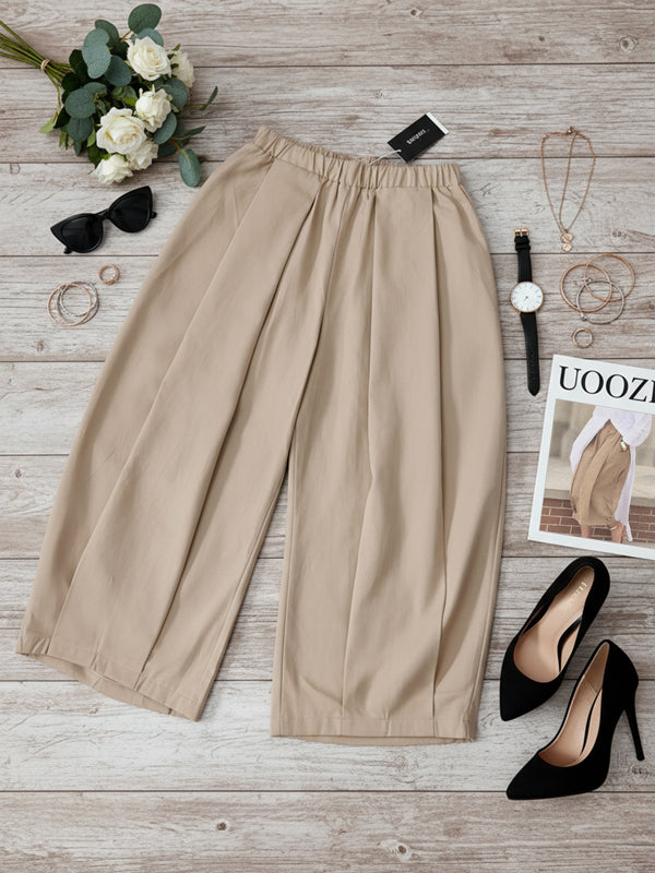 Wide-Leg Pleated Pocket Relaxed Pants