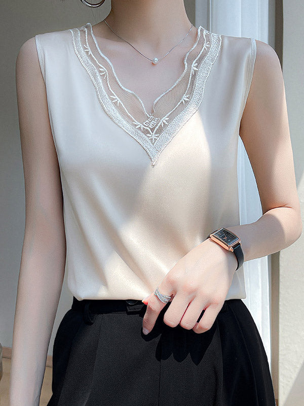 V-Neck Sleeveless Relaxed Vest