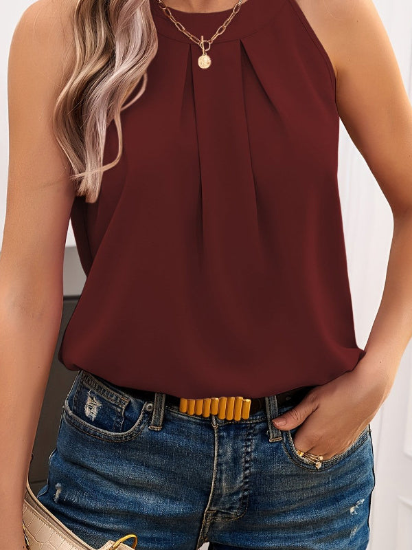 Round-Neck Sleeveless Relaxed Vest