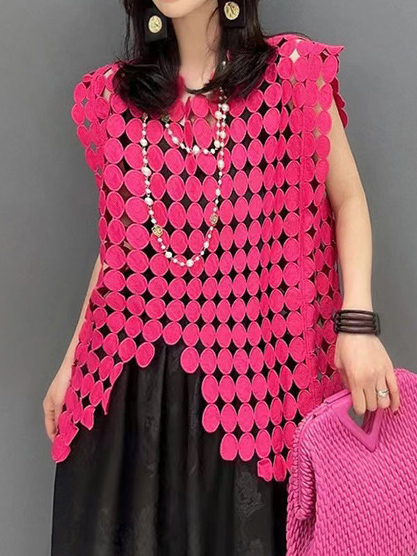 Round-Neck Asymmetric Cut-Out Relaxed Vest
