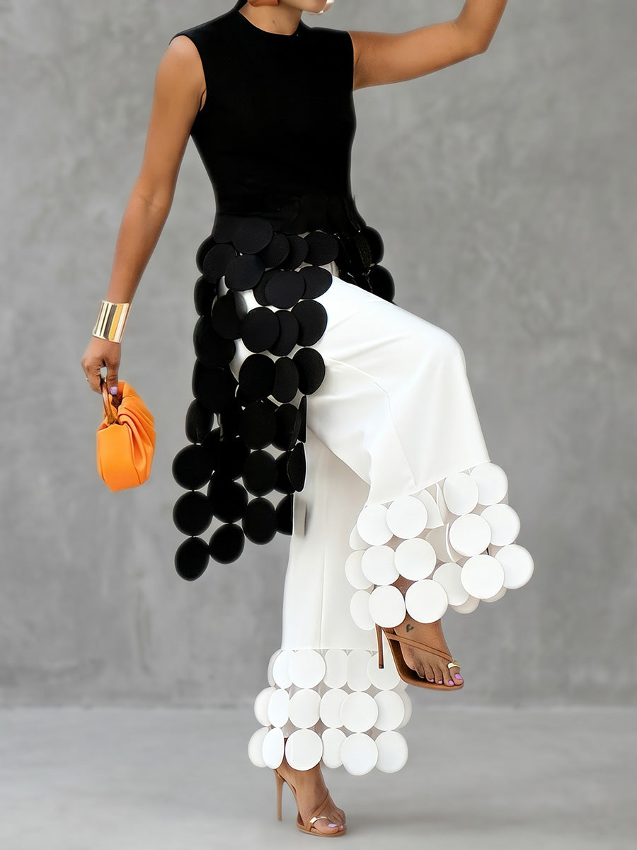 Wide-Leg Fringe Pants