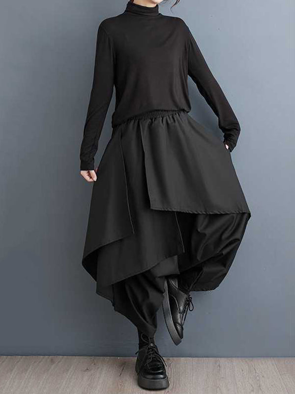 High-Waist Asymmetric Elastic Relaxed Culottes
