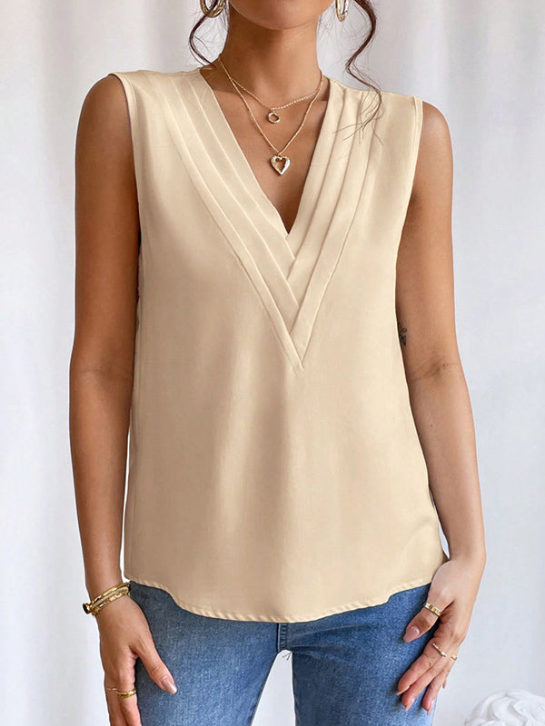 V-Neck Sleeveless Relaxed Vest