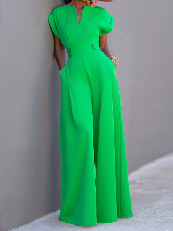 Wide-Leg Cap-Sleeve Jumpsuit