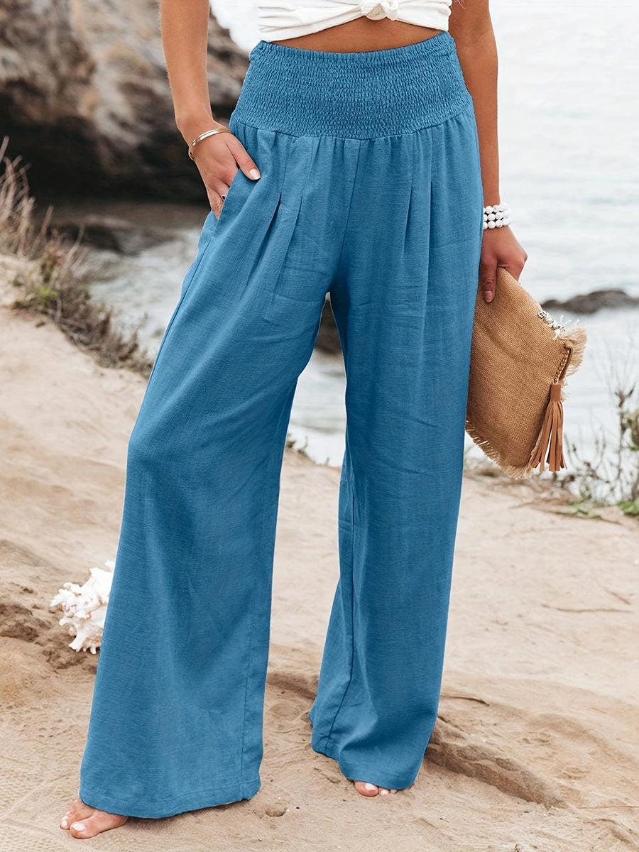 High-Waist Pleated Pocket Pants