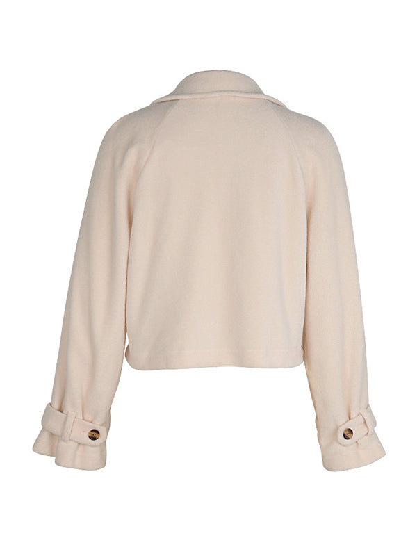 Notch-Collar Button-Detail Long-Sleeve Relaxed Jacket