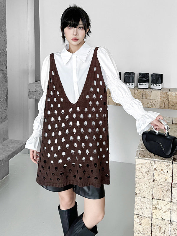 V-Neck Sleeveless Cut-Out Relaxed Vest