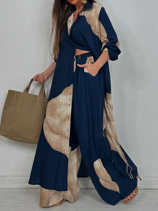 Floral Wide-Leg High-Waist Drawstring Pants
