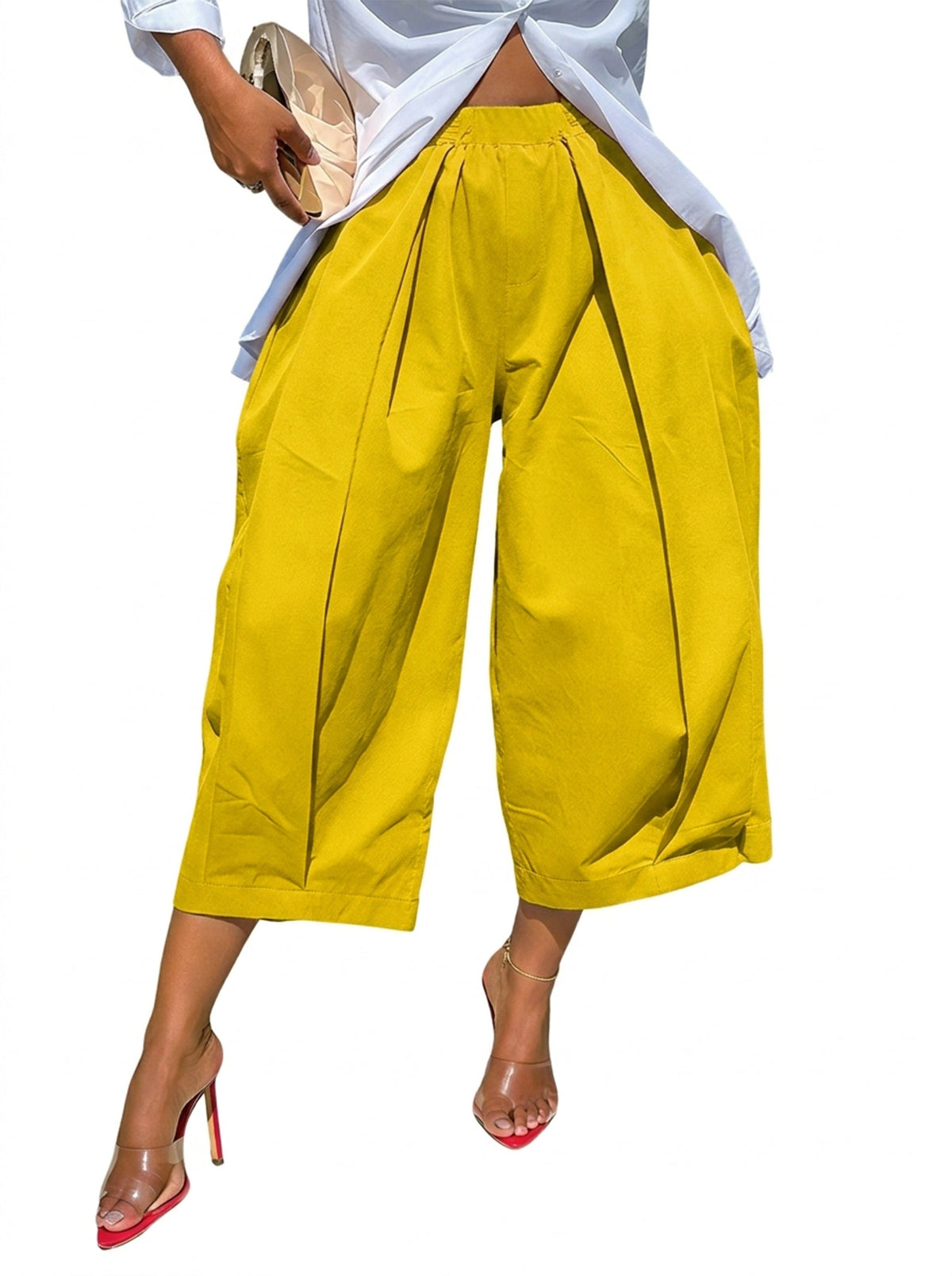Wide-Leg Pleated Pocket Relaxed Pants