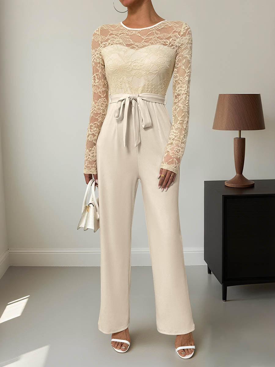 High-Waist Round-Neck Jumpsuit