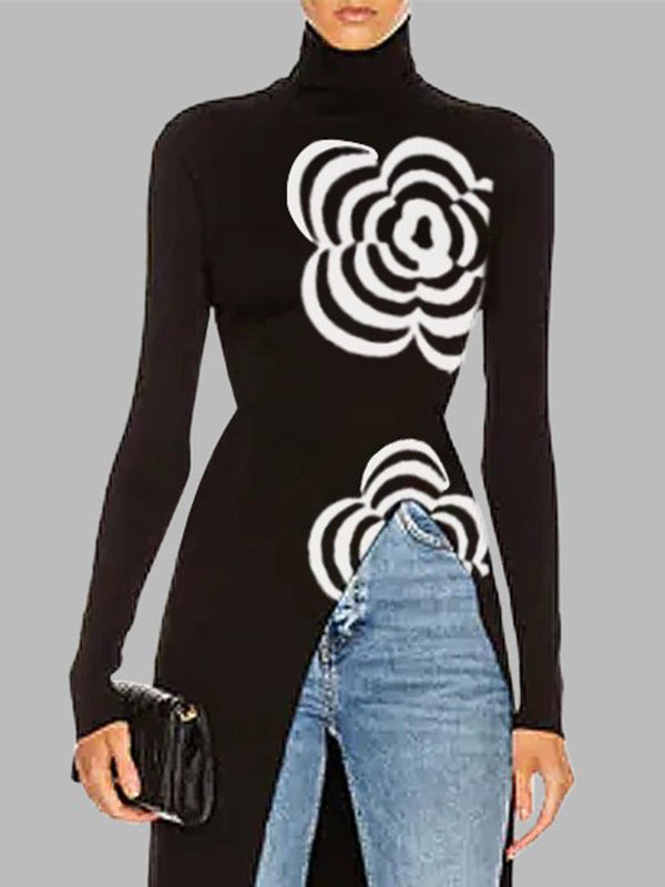 Printed Asymmetric Long-Sleeve Jumper