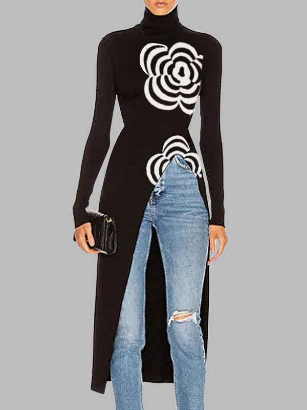 Printed Asymmetric Long-Sleeve Jumper