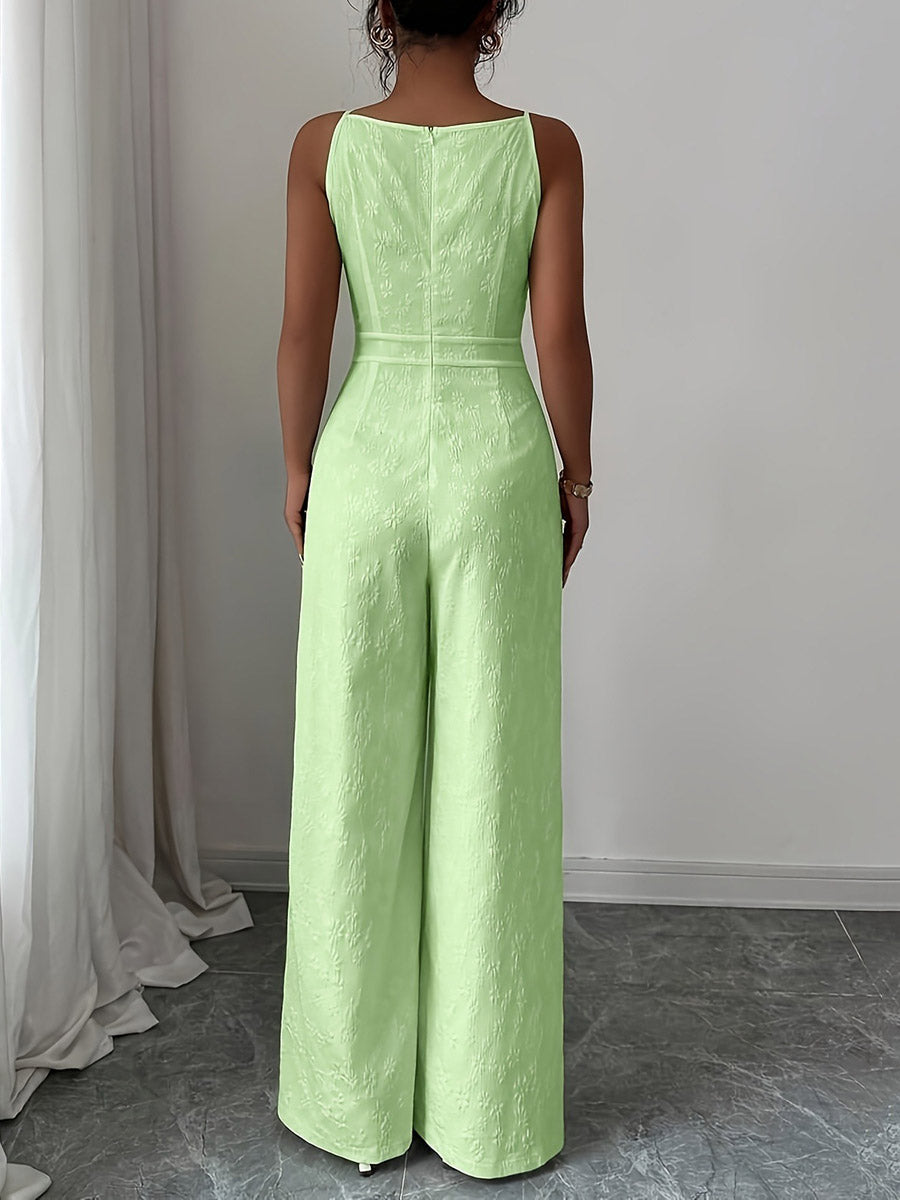 Wide-Leg Zip Sleeveless Jumpsuit