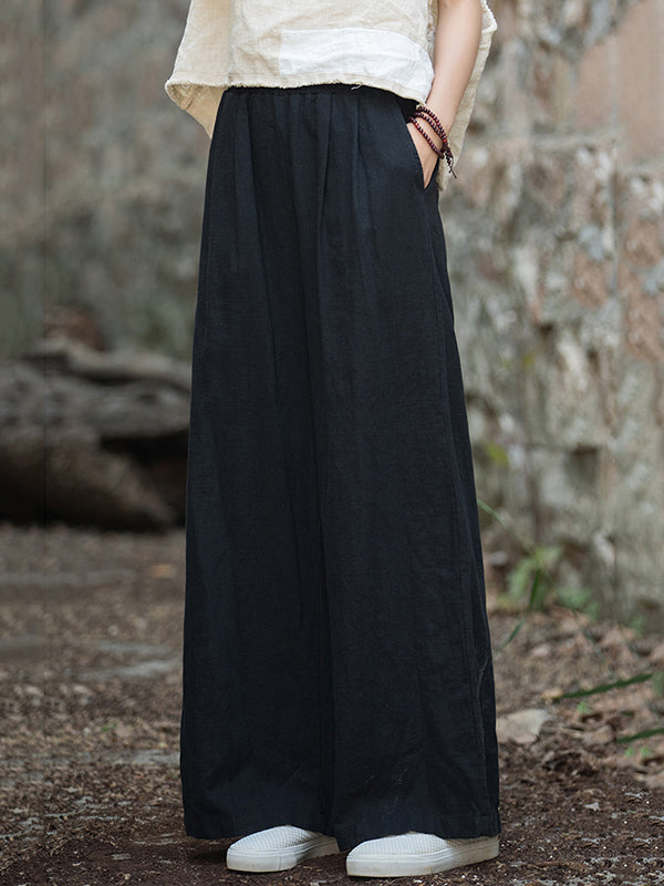 Wide-Leg Elastic Pants