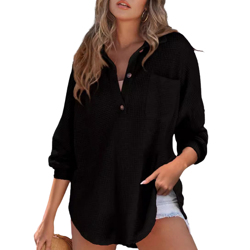 Nova | Lightweight Button V Neck Tunic Blouse
