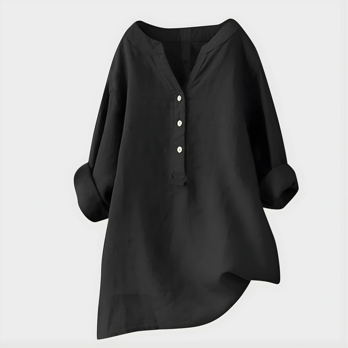 Veronique | Cotton-Linen V-Neck Blouse