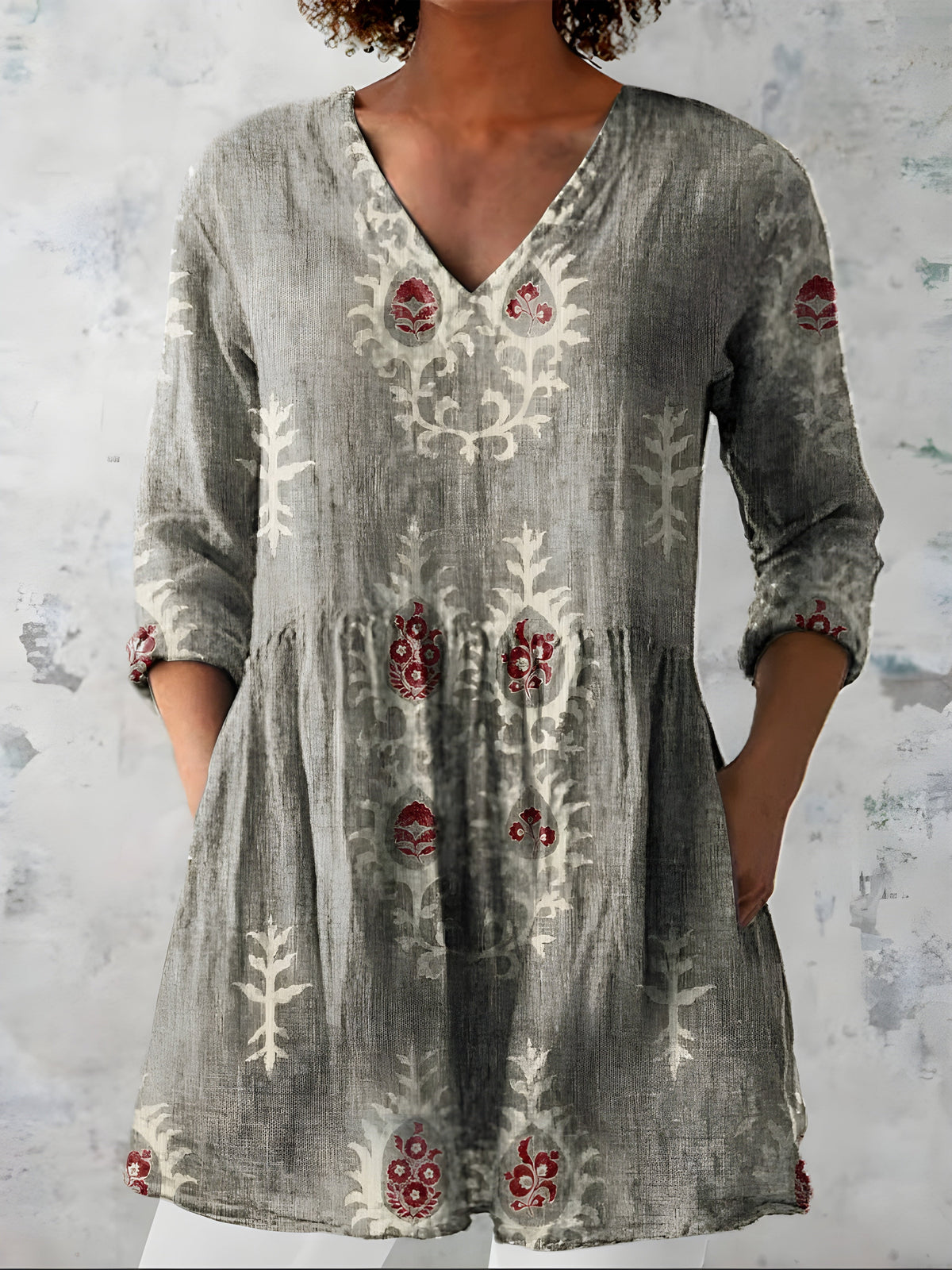 Everly | Long V-Neck Blouse