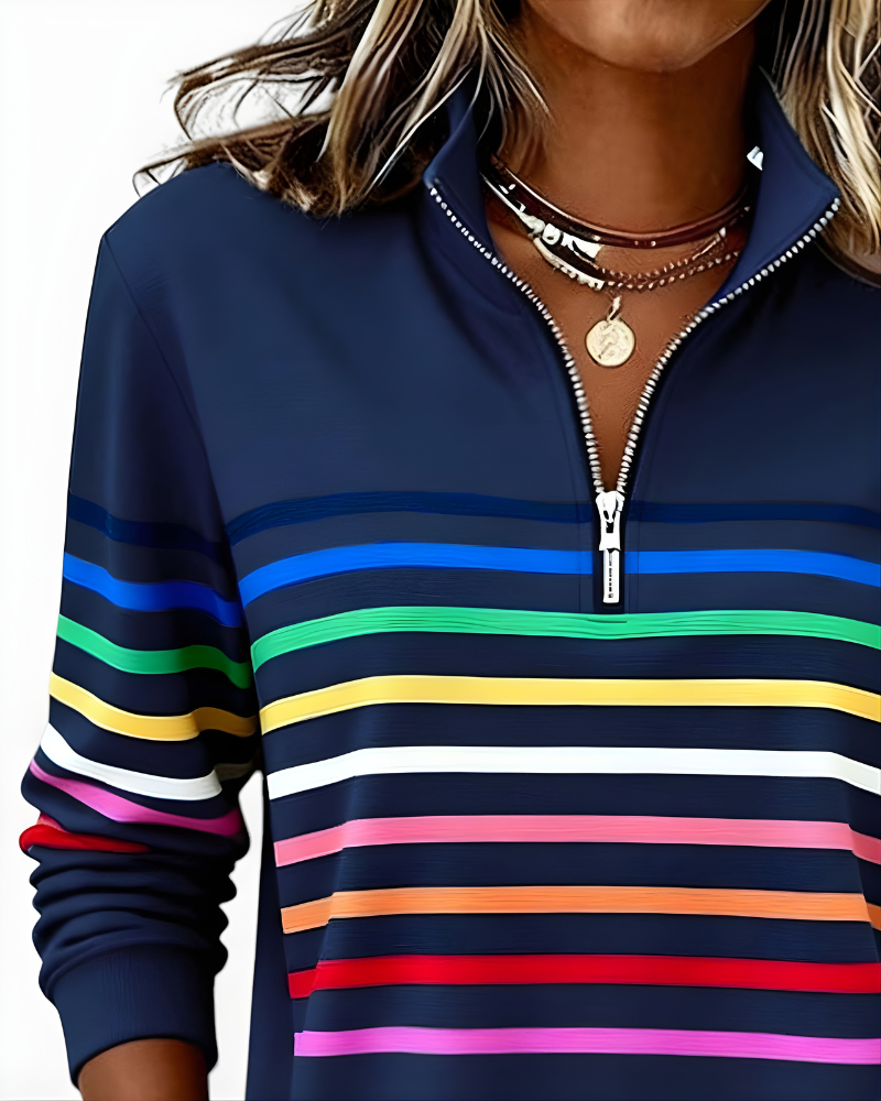 Raina | Striped Zip Hoodie