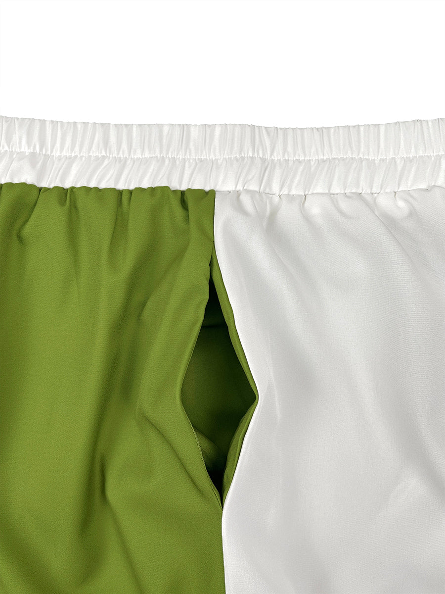 Wide-Leg High-Waist Pocket Contrast Pants