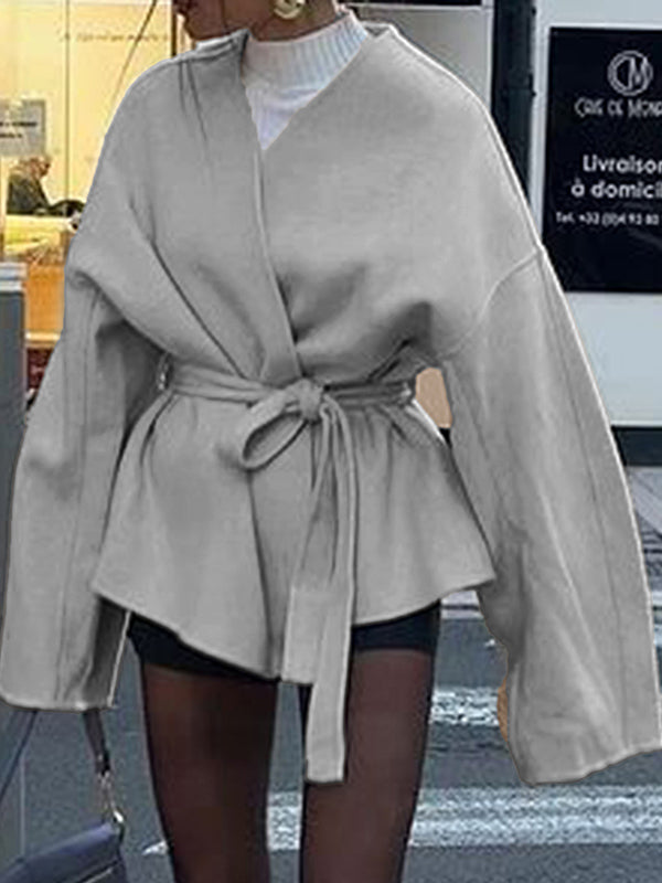 V-Neck Long-Sleeve Relaxed Jacket