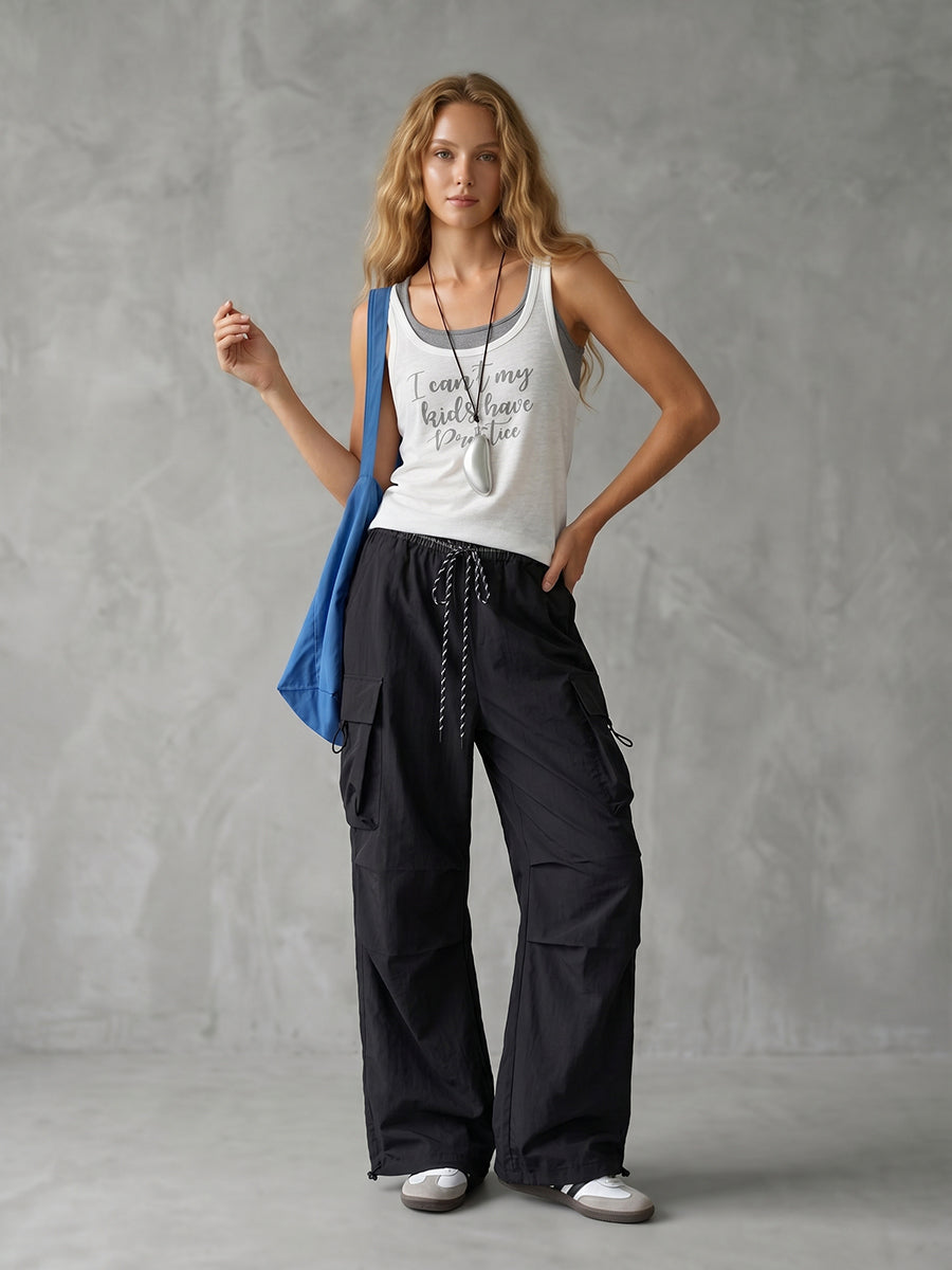 Drawstring Pocket Relaxed Pants