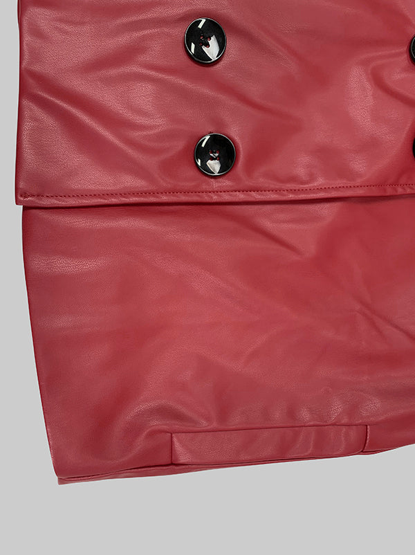 Notch-Collar Button-Detail Long-Sleeve Jacket