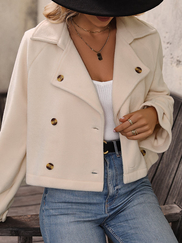 Notch-Collar Button-Detail Long-Sleeve Relaxed Jacket