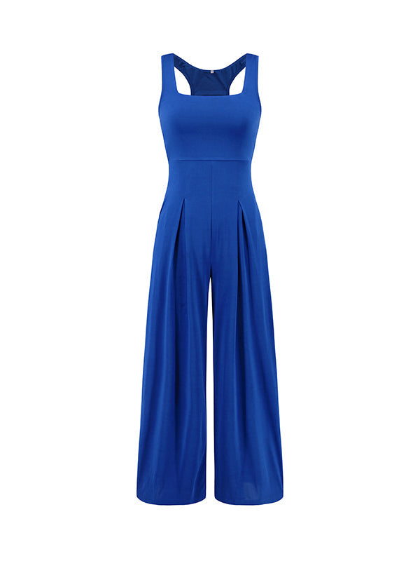 Pleated Sleeveless Relaxed Jumpsuit