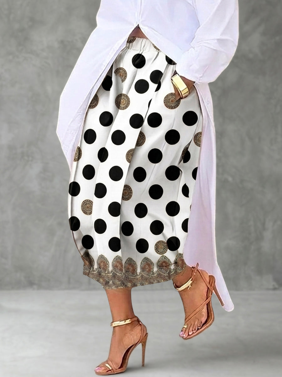 Printed Wide-Leg High-Waist Pocket Pants