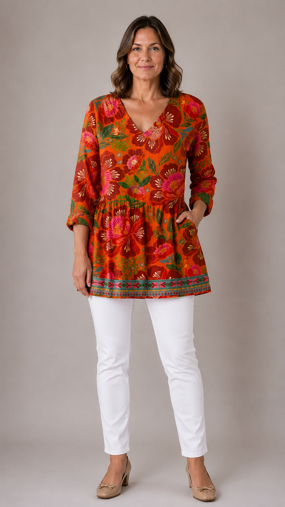 Priscilla | Long V-Neck Blouse