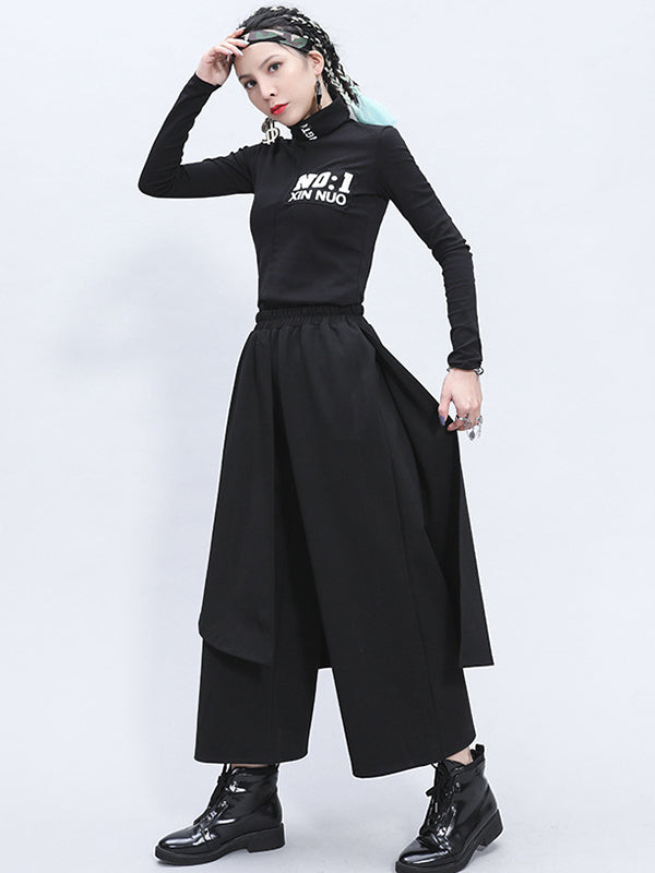 Wide-Leg Elastic Pants
