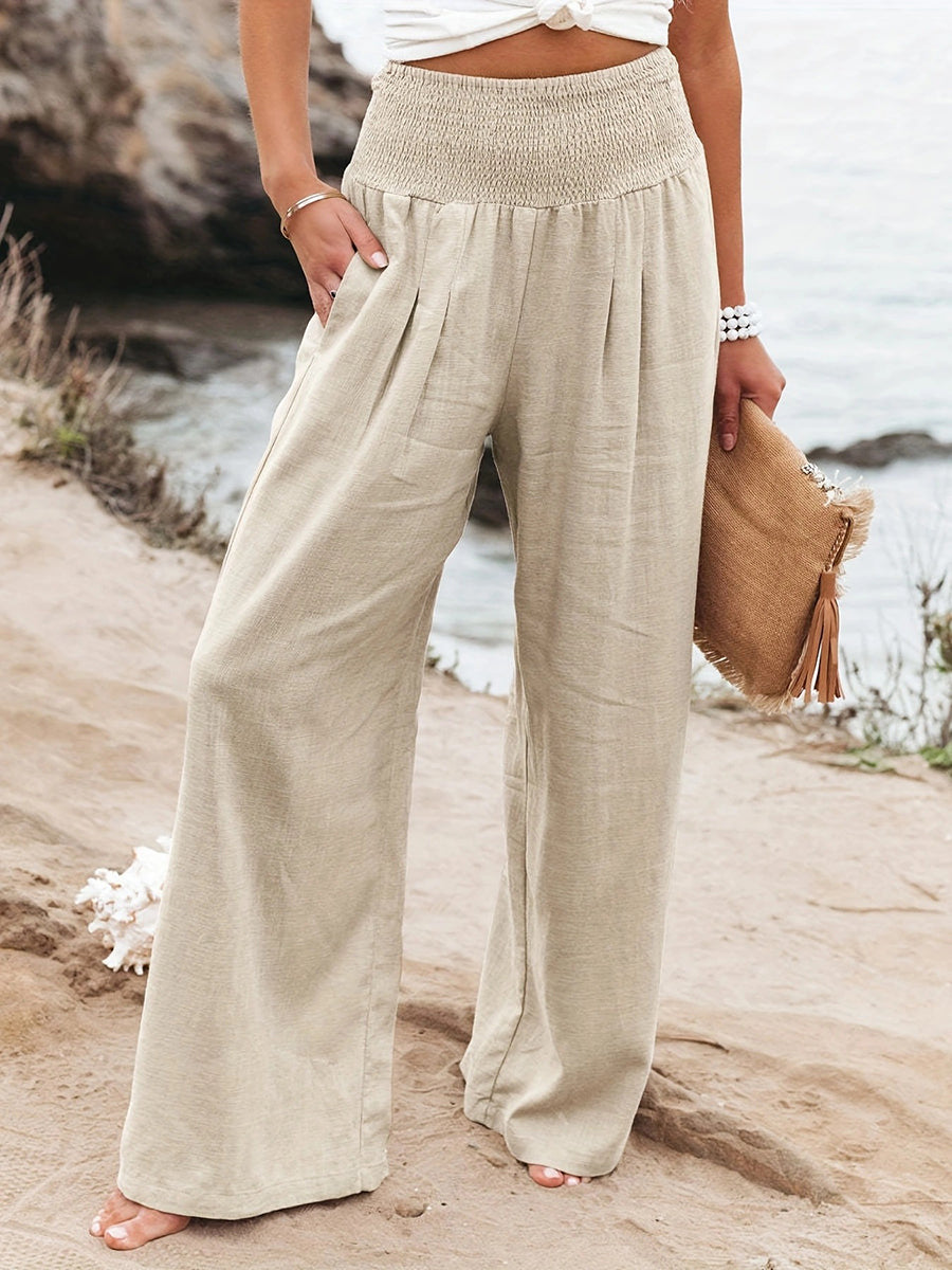 High-Waist Pleated Pocket Pants