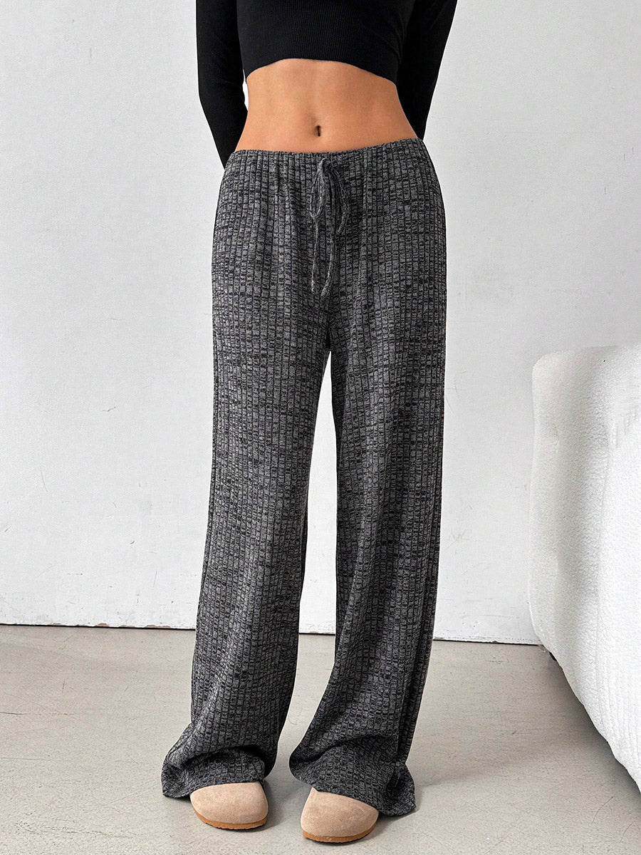 Striped High-Waist Drawstring Contrast Pants