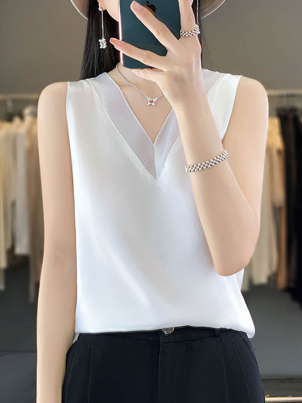 V-Neck Sleeveless Relaxed Vest