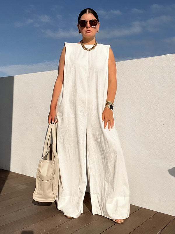 Wide-Leg Sleeveless Jumpsuit