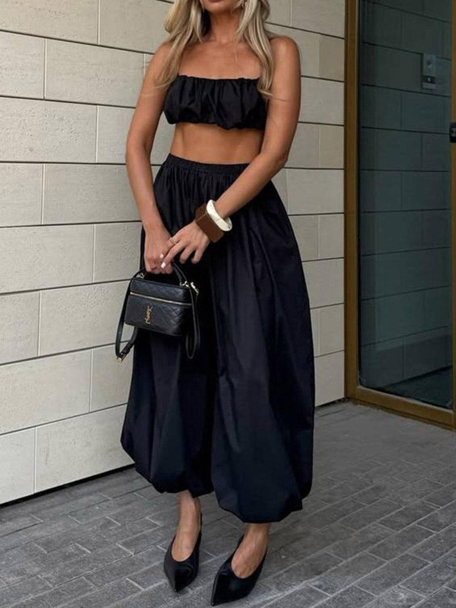 High-Waist Pleated Drawstring Pants