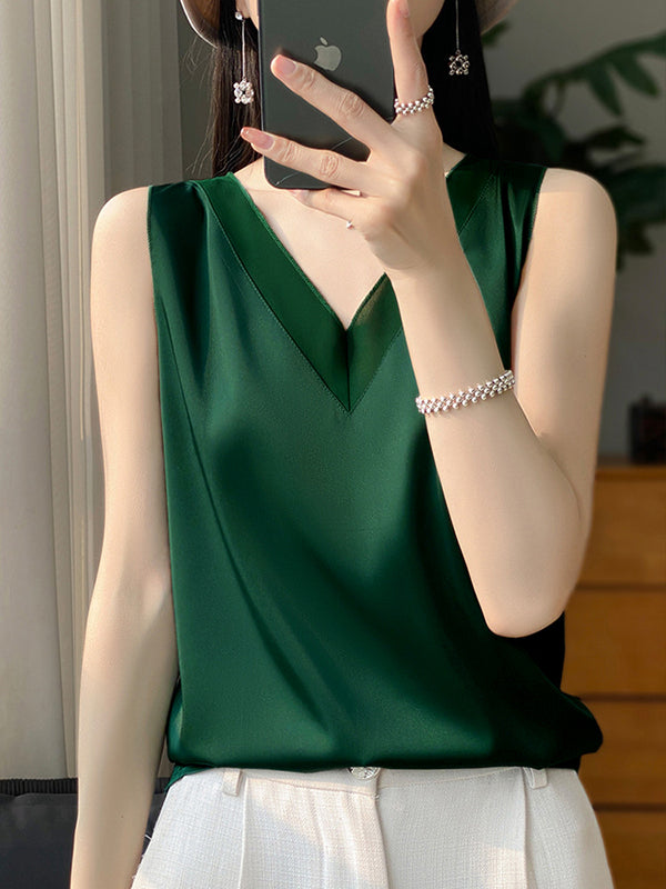 V-Neck Sleeveless Relaxed Vest