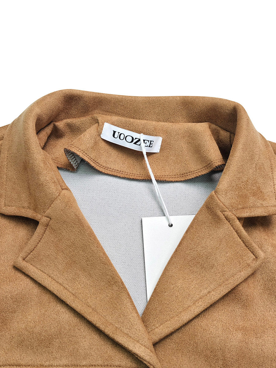 Notch-Collar Button-Detail Long-Sleeve Relaxed Blazer