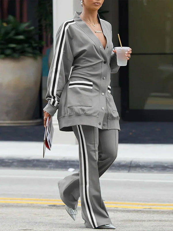 Striped High-Waist Pants