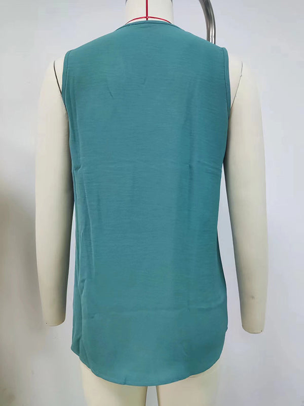V-Neck Sleeveless Relaxed Vest