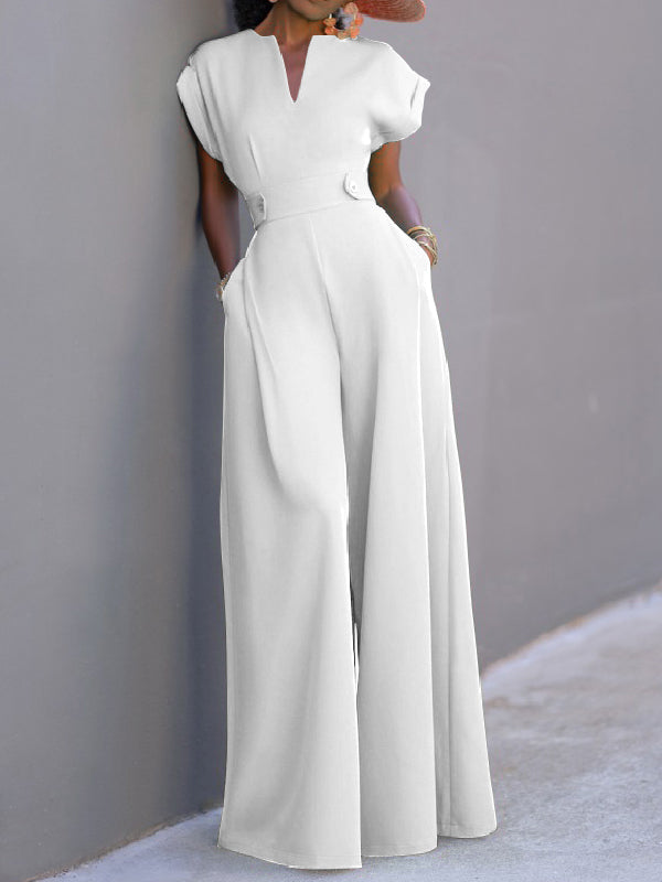 Wide-Leg Cap-Sleeve Jumpsuit