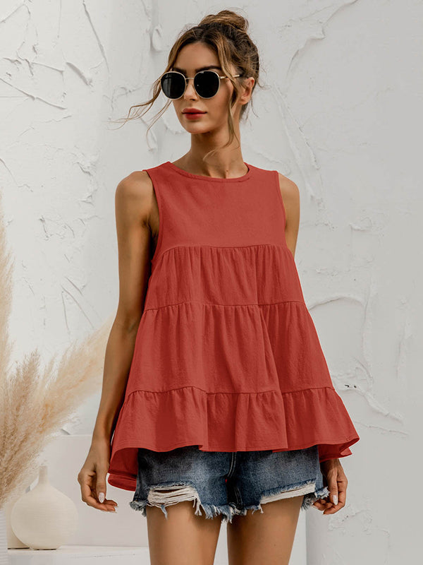 Round-Neck Sleeveless Relaxed Vest