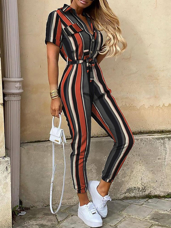 Striped Plus Size Relaxed Jumpsuit