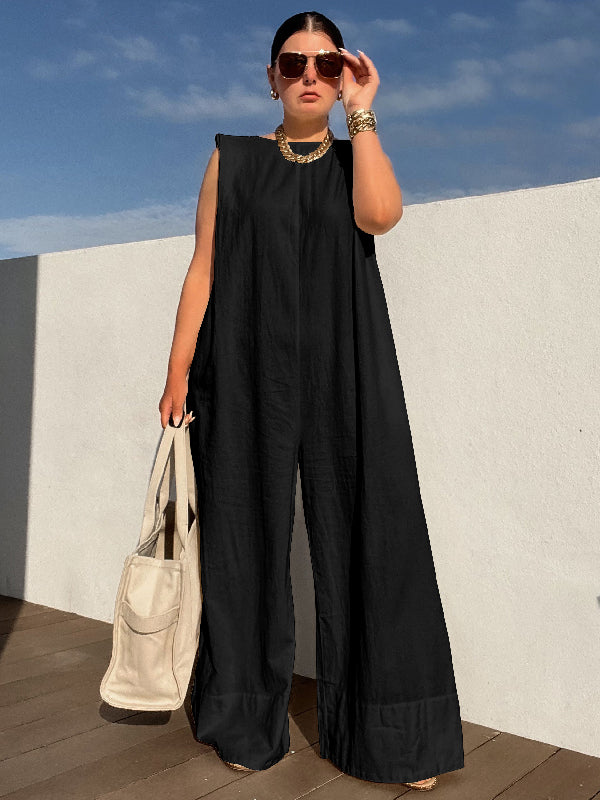 Wide-Leg Sleeveless Jumpsuit