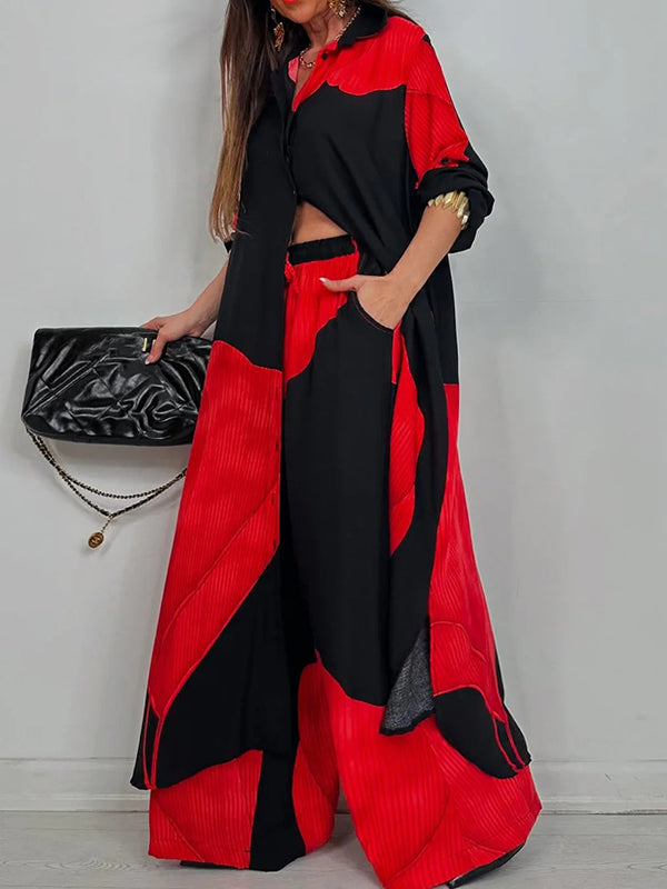 Floral Wide-Leg High-Waist Drawstring Pants