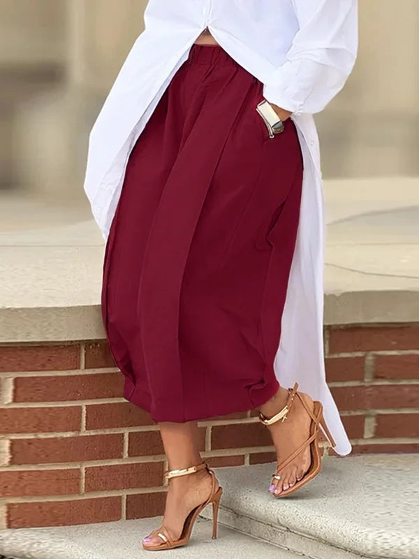Wide-Leg Pleated Pocket Relaxed Pants