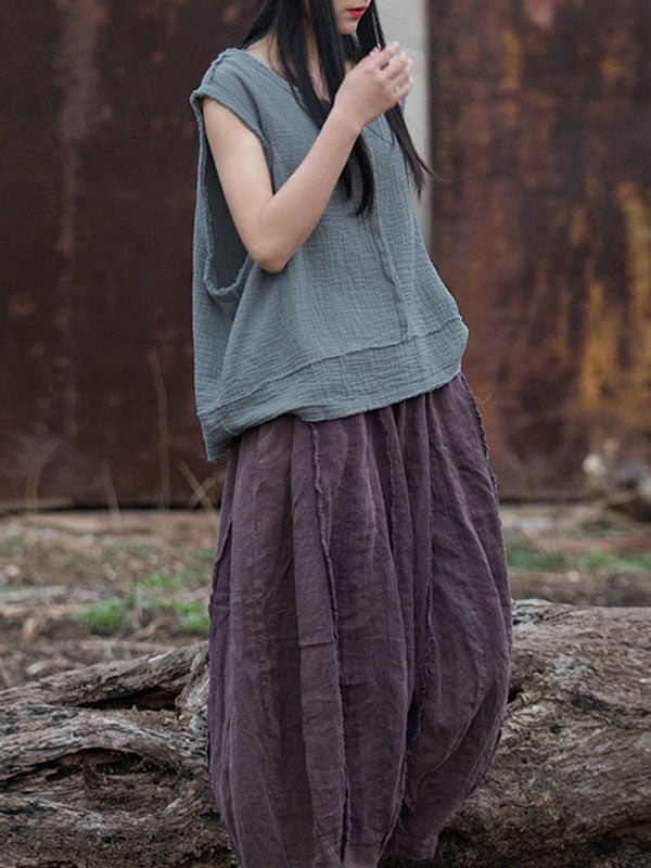 V-Neck Pleated Fringe Sleeveless Vest
