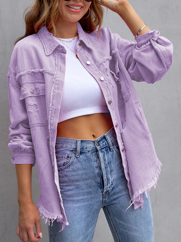 Fringe Pocket Long-Sleeve Relaxed Jacket
