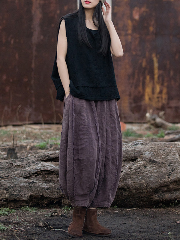 V-Neck Pleated Fringe Sleeveless Vest