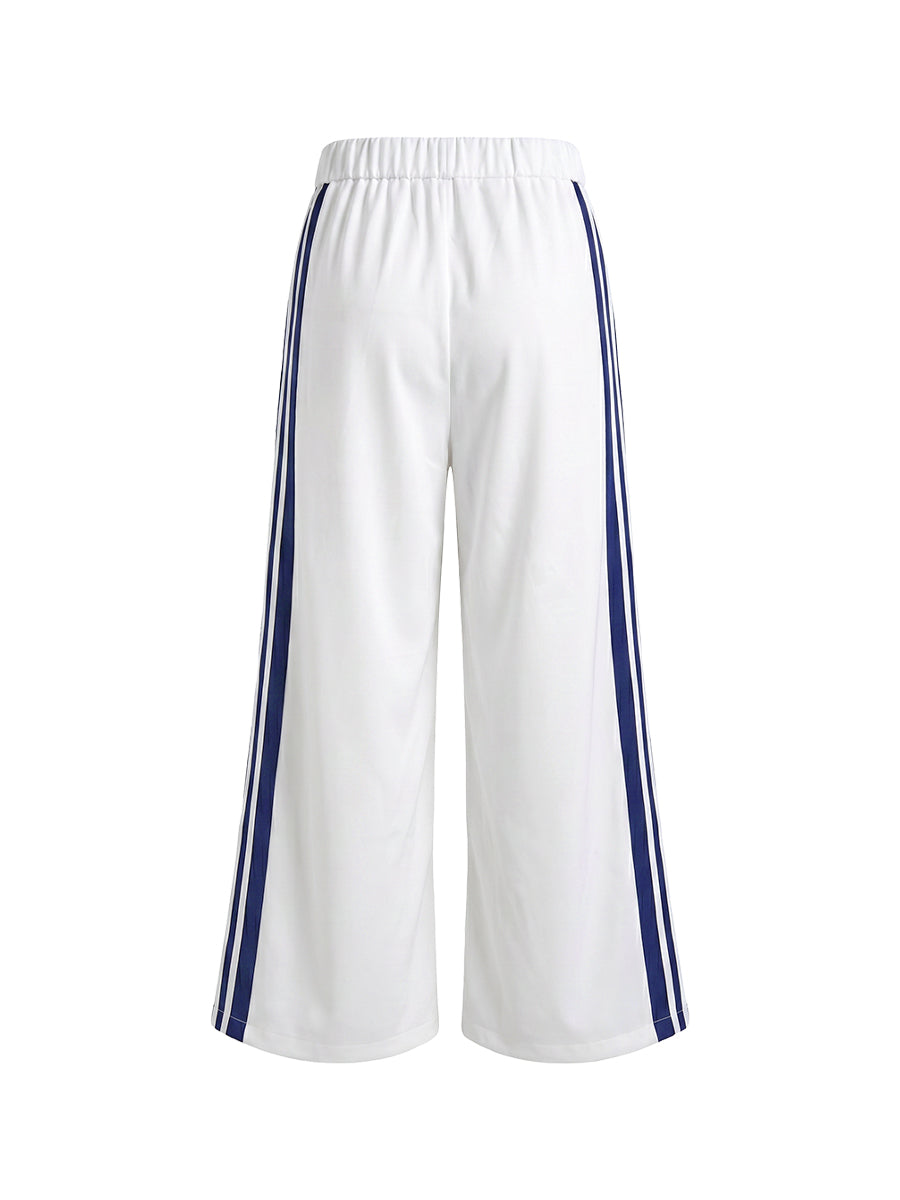 Wide-Leg High-Waist Pocket Contrast Belt